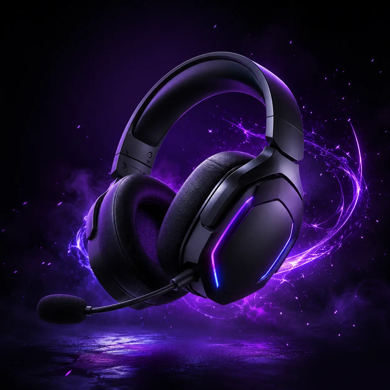 Black RGB gaming headset with microphone